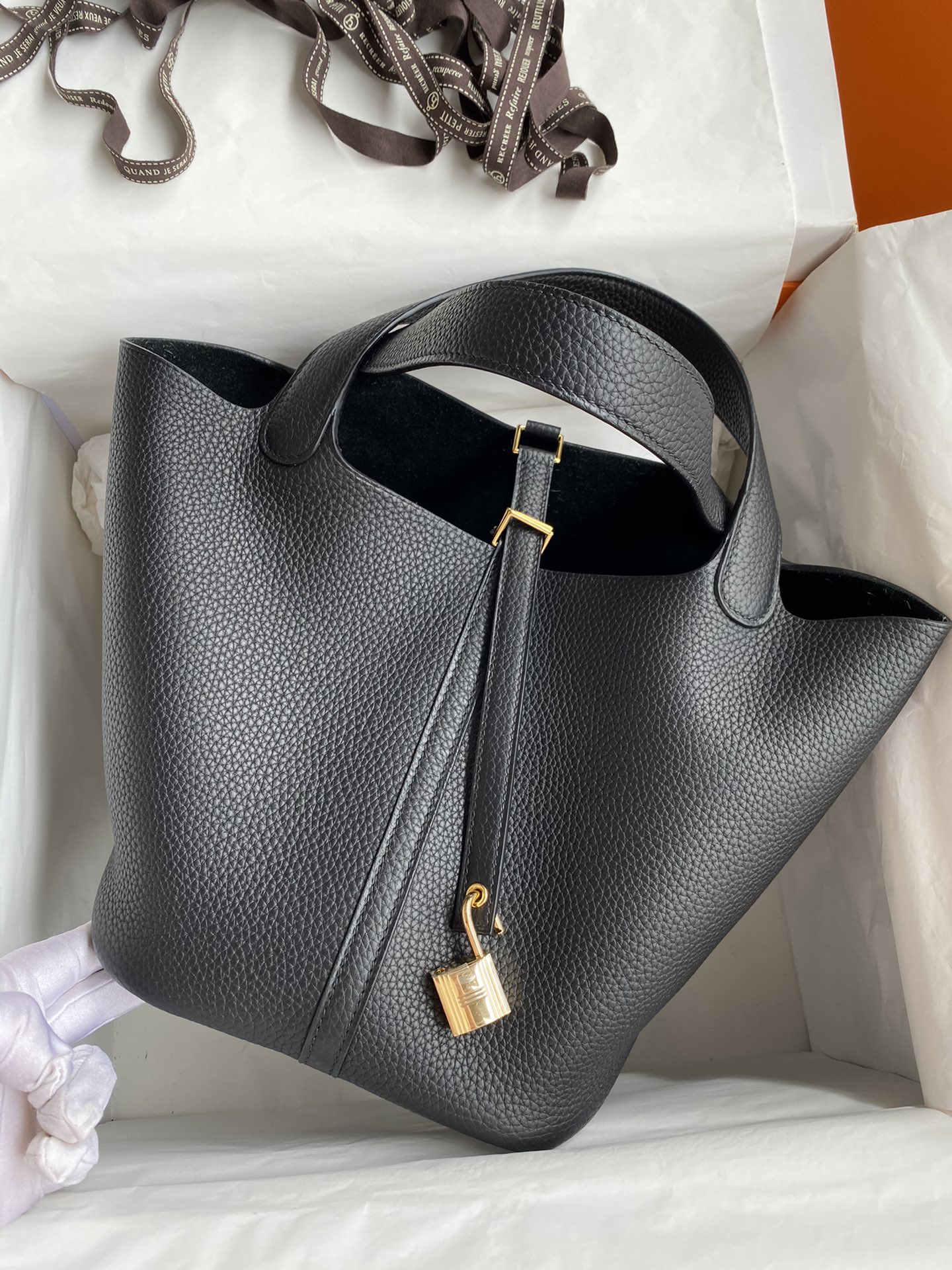 Hermes Picotin Lock 22 Bag In Black Clemence Leather